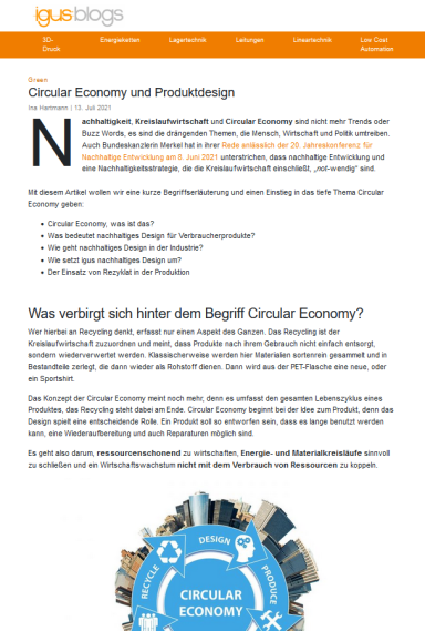 Blogartikel Circular Economy und Produktdesign